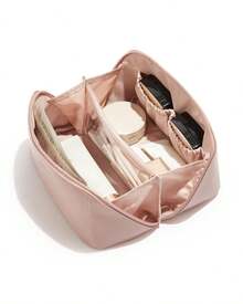 1pc PU Pillow Cosmetic Bag Portable Large Capacity Makeup Bag Travel Storage Bag Toiletry Bag For Women Makeup Brushes Holedr Make Up Bag Travel Wash Bag Lightweight Makeup Zipper Pouch Christmas Halloween Thanksgiving Day Gift Mother's Day Gift