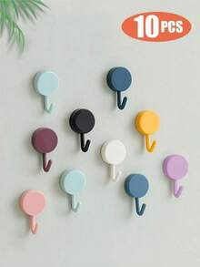 20pcs Self-Adhesive Wall Hooks Key Hooks Clothes Hangers Towel Hooks Strong Adhesive Removable Damage-Free Multi-Purpose Wall Mounts For Bathroom Bedroom Entrance Kitchen Living Room Hallway Home Organization Space-Saving Storage Decorative Colorful Random Colors Practical Easy To Stick Reusable Load-Bearing Design Ideal For Dorms Apartments Small Spaces Holiday Gift Ideas Halloween Thanksgiving Christmas Winter Festive Home Decor Party Essentials - Multicolor - View 2