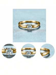 1 chiếc nhẫn Cubic Zirconia thanh lịch, kiểu dáng nữ, thích hợp cho đám cưới, lễ đính hôn, kỷ niệm, tiệc tùng, ngày Valentine và các dịp khác. - 1 # - Xem 4