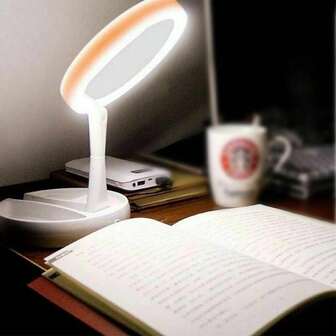 Double Sided Magnifying LED Vanity Mirror, Height Adjustable, Foldable, Dimmable Desk Lamp Vanity Mirror, 10x/1x Magnifying Mirror, USB Charging Or AA Battery Portable Lighting Vanity Mirror, 360 ° Rotating And Standing Charging Vanity Table