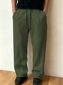 HEYKESON Men's Casual Solid Color Drawstring Waist Sports Pants, All Season , Fall - Army Green - View 4