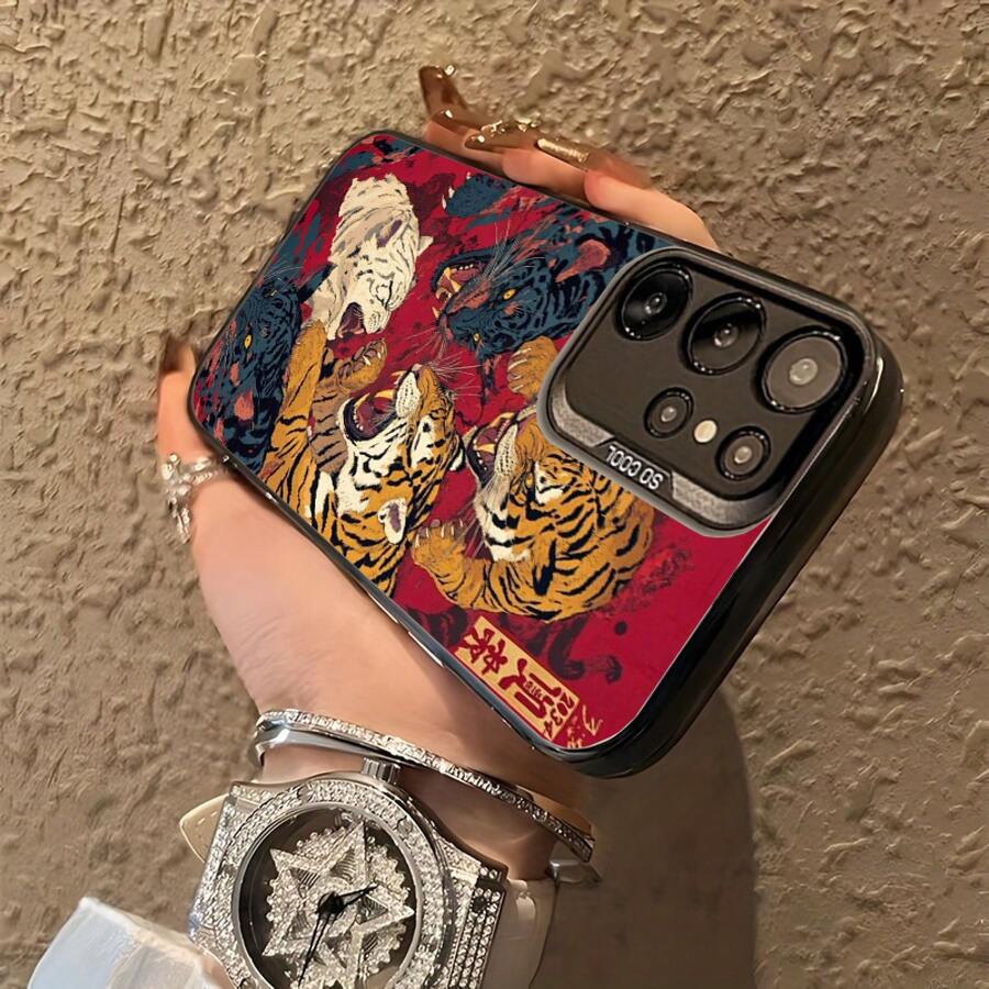 Tigres y Leones Están Luchando, Fundas Dedicadas para Teléfonos Galaxy S25ULTRA, S24PLUS, S23FE, S21PRO, S22, S20+, A03S, A05S, A14, A31, A53, A34, A10, A04E, M04, A33, A35, A55, A72, A71, A70, A22, A16, A06, A20S, A54, Resistentes a la Suciedad, Elegantes, Modernas, Coloridas, Plateadas IMD. - Mezcla de colores - Ver 1