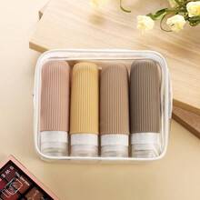 Travel Kit: Silicone Shampoo And Cream Storage Bottle Jar (4 Units, 90ml) - Marrom - View 5
