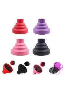 1 paquet Diffuseur universel pour sèche-cheveux, buse de diffuseur de sèche-cheveux pliable pour cheveux bouclés, ondulés et crépus - accessoire de voyage résistant à la chaleur en silicone pour boucles définies - Multicolore - Voir 2