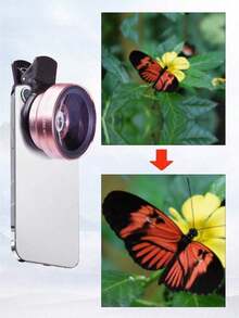 2026 2 In 1 Phone Wide Angle Macro Clip Lens Compatible With Iphone Android Phone For Summer Vacation, Travel, Creative Photography Phone Accessories, Phone Lens OBTZ - màu đen - Xem 5