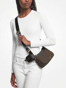 Michael Kors Jet Set Medium Zip Crossbody Bag, Women's, With Detachable Coin Purse, Casual Leather Shoulder Bag, Cute Shoulder Bag, Adjustable Shoulder Strap