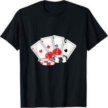 Poker Cards, S, Dice - Winning Hand Four Aces T-Shirt - Black 1 - View 1