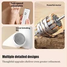 New Cylindrical Electric Foot File USB Pedicure Device, 2-Speed Adjustable, Stainless Steel Grinding Head, For Home/Foot And Hand Care, Foot, Hand, Multi-Function Beauty Tool, Battery Capacity: 500mAh - Multicolor - View 6