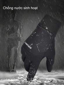 Găng tay đạp xe mùa đông, lót lông cừu ấm áp, chống gió, chống thấm nước, chống trượt, tương thích với màn hình cảm ứng, găng tay thể thao ấm áp, tay cầm silicon chống trượt, thích hợp cho đạp xe ngoài trời, lái xe, phụ kiện mùa thu/đông, trang bị lái xe máy. - màu đen - Xem 7