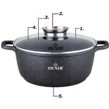 GARNEK POWŁOKA MARMUROWA Z POKRYWĄ SZKLANĄ NA INDUKCJA / GAZ 2,3 L 20 CM - Black - View 1