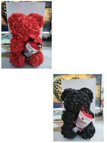 1set Rose Bear, Valentine's Day, Anniversary, Birthday And Bridal Gift, 10-Inch Rose Bear, With Transparent Gift Box, Fashionable Decoration Suitable For Home Decoration, Mother's Day, Father's Day, Valentine's Day Friends Everlasting Flower Gift, Rose, Framed Wall Art