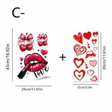 1 buc Inimă romantică de Ziua Îndrăgostiților, Autocolant de sticlă din seria Pisicii Pitice Roz, Material PVC cu adeziv static (detașabil), Potrivit pentru decorațiuni de casă, dormitor, sufragerie și uși din sticlă, Aranjament cameră pentru cupluri, Accente romantice pentru casă, Cadouri de Ziua Îndrăgostiților