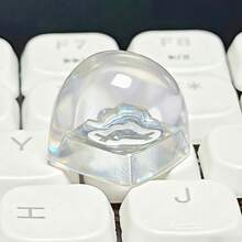 1pc Handcrafted Personalized Resin Resin Translucent Nail Art Key Keycaps, Jelly Cross-Axis Mechanical Keyboard Keycaps, Single - White - View 2