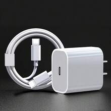 20W PD快充适配器套装 + 100厘米高效数据传输充电线，兼容 17 Pro Max/17 Pro/17/Air/16/15、S25/S24/S23/S22/S21/S20系列等机型，高效快充适配器套装 - 美規A型插(110-127V) - 查看 1