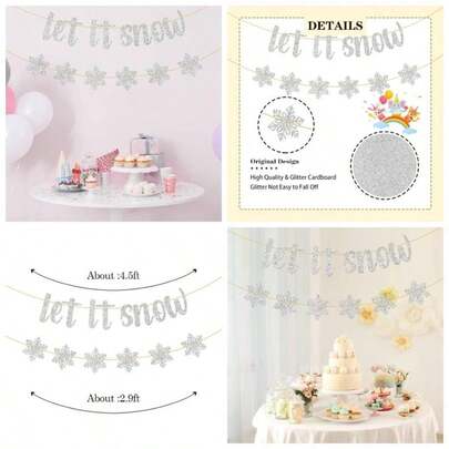 Let it Snow Snowflake/ Winter Theme/ Merry/ Party Decor Supplies/ Silver Glitter