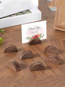 1/2/5/10pcs Set Semicircle Wooden Table Number Holder, Elegant Wooden Table Number Plate Stand, Suitable For Wedding, Beach Party, Birthday, Garden Event, Restaurant And More, Durable And Stylish Table Decor