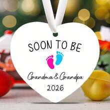 Futurs grands-parents en 2026, la plaque acrylique en porcelaine blanche est utilisée pour créer des ornements de bébé, des cadeaux de félicitations pour la grossesse et des cadeaux pour les membres de la famille. L'ornement de Noël pour bébé en porcelaine blanche acrylique. Noël approche, à bientôt en 2026. C'est le meilleur cadeau pour le couple qui s'apprête à devenir grands-parents. - Jaune citron - Voir 9
