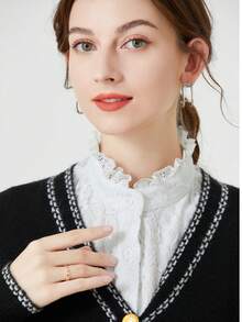 1pc Women's White Lace Trim Detachable & Adjustable Faux Collar, Suitable To Pair With Sweaters, Dresses And Other Garments