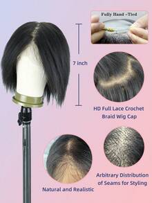 Mũ tóc giả bện móc thủ công HD Full Lace Mũ tóc giả ren móc 7" Mũ tóc giả màu đen tự nhiên Phân bổ đường may tùy ý để tạo kiểu tóc tự nhiên và chân thực, nhẹ và mềm mại, tiết kiệm thời gian hàng ngày cho nhiều kiểu tóc tết khác nhau - Nhiều màu - Xem 12