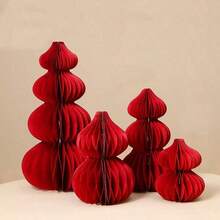 1/2/4/6pcs Red Foldable Paper Honeycomb Lanterns Decor, Lucky Bag Spring Festival Figurine Hanging Ornaments, Traditional Chinese New Year Celebration Decorations, Non-Electric Lunar New Year Lanterns, Wedding Lanterns, Wall Hanging, Holiday Party Room Decor, Chinese New Year Gifts - Multicolor - View 4