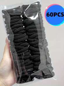 30/60pcs Women Seamless Elastic Hair Ties - Geometric Design Hair Bands, Suitable For Curly And Thick Hair, Colorful Patterns And Black, Various Style Hair Accessories Including Red, Blue, Yellow, Pink, Purple, Etc. - Multicolor - View 12