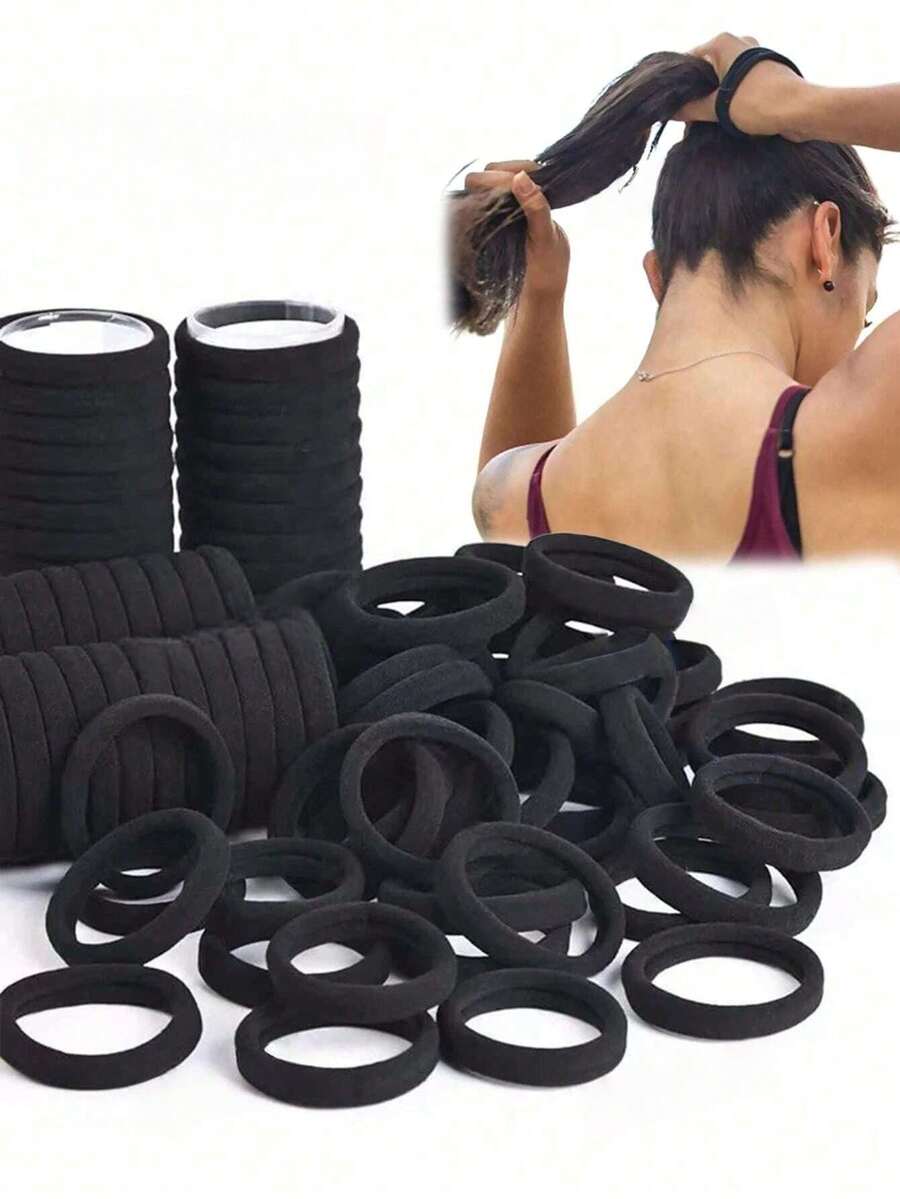 100 chiếc dây buộc tóc co giãn dày dặn, màu trơn, kiểu búi tóc dễ thương cho bé gái, độ đàn hồi cao, dây buộc tóc dày dặn co giãn tốt cho nữ, phụ kiện tóc đuôi ngựa cao, dây buộc tóc, dây chun, dây buộc tóc cho trang phục thể thao, chạy bộ, tập gym.