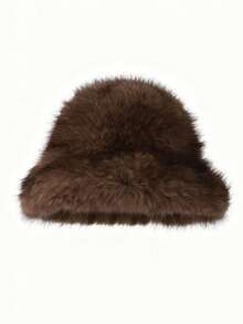 1pc Faux Fox/Mink Fur Bucket Hat, Fashionable And Versatile High-End Gift Cap Cold Weather Outfit Women