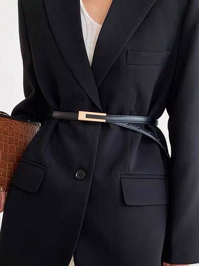 2条/1条装 女士休闲纯色PU皮细腰带，四季皆宜