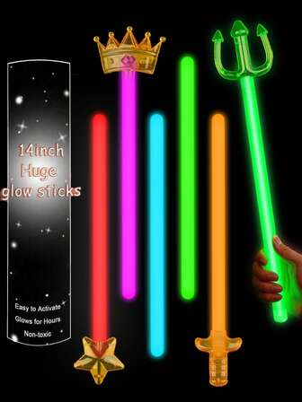30/24支装14英寸超大派对荧光棒，高品质超亮荧光棒，可在黑暗中持续发光12至16小时。适用于派对、婚礼、音乐会、酒吧、夜总会、生日、节日、户外活动、婚礼用品等。