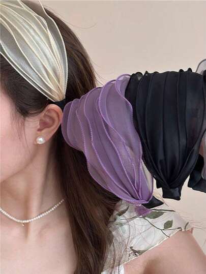 1pc New Asymmetrical Geometric Colorful Mesh Headband Hair Accessory Head Accessories