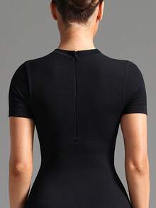 Yefecy Stretchy Non-See-Through Bodycon Jumpsuit ,Women's High Waist Back Zipper All-Season Gym Yoga Casual Outfit - Black - View 2