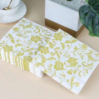 20pcs/40pcs/60pcs/Set 2-Ply Soft Square Floral Napkins, Unfolded Size 33cm*33cm, Suitable For: Wedding, Tea Party, Birthday Party Decoration, Party Decoration, Party Supplies, Holiday Decoration, Holiday Supplies
