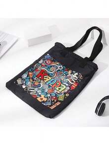 Kappa K0AZ8GX01 Lightweight Reversible Bag, Two-Tone Flip Design, Wear-Resistant And Water-Repellent Coating, Easy-Folding Storage, Suitable For Various Scenarios Such As Sports And Commute, Black/Colorful Graffiti - Black/Colorful Graffiti - View 2