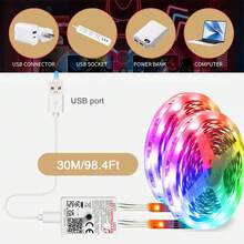 NBBUFF 3 pés - 100 pés Fita de Luz LED RGB Inteligente com Controle Remoto e Controle de Aplicativo, Sincronização de Música, Temporizador, Múltiplas Cores, Fácil de Instalar, Luzes LED para Decoração de Quarto, Sala de Estar, Sala de Jogos, Bottom de TV, Decoração de Bar, Iluminação de Teto, Decoração de Festa de Feriado, Decoração de Natal e Ano Novo, Presente