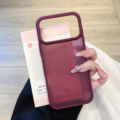 1个酒红色磨砂透明手机壳，兼容 17、17 Pro、17 Air、17 Pro Max、11、11 Pro、11 Pro Max、12、12 Pro、12 Pro Max、13、13 Pro、13 Pro Max、14、14 Pro、14 Plus、14 Pro Max、15、15 Pro、15 Plus、16、16 Pro、16 Pro Max、16 Plus