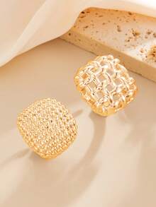 2pcs Personalized Geometric Hollow Metal Rings, Unique Design Alloy Rings Suitable For Women's Daily Wear And Various Parties - Geometric Hollow Ring - View 9