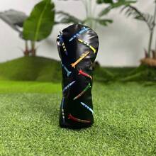 1个经典黑色亮面钉纹PU高尔夫球杆头套 - 高品质耐用材质 - 非常适合年轻时尚达人和家庭高尔夫球手 - 黑色 - 查看 5