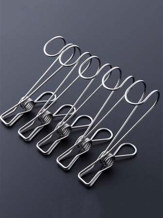 5개 /10개 스테인리스 스틸 클립, 옷걸이 보관 클립, 다기능 후크, 빨랫줄 클립, 스테인리스 스틸 노트북 파일 롱테일 클립, 다기능 가정용 건조 클립, 다기능 보관 클립, 스테인리스 스틸 와이어 클, 욕실 클립, 옷 건조 클립, 다용도 스테인리스 스틸 클립