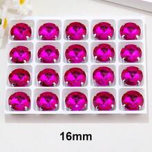 Rivoli Round Shape, 6mm,8mm,10mm,12mm,14mm,16mm,18mm, Glass Multi Colors Fancy Ellipse Shiny Handmade Sliver Metal Claw Base, Sewing Crystal Hand Sewn Rhinestone Decoration Beads Flat Back With Holes Gems DIY Accessories Sew On Stones Strass For Decorating Clothes, Dress, Bags, Shoes, Brooches, Earrings, Handicrafts - Rose Red - View 31