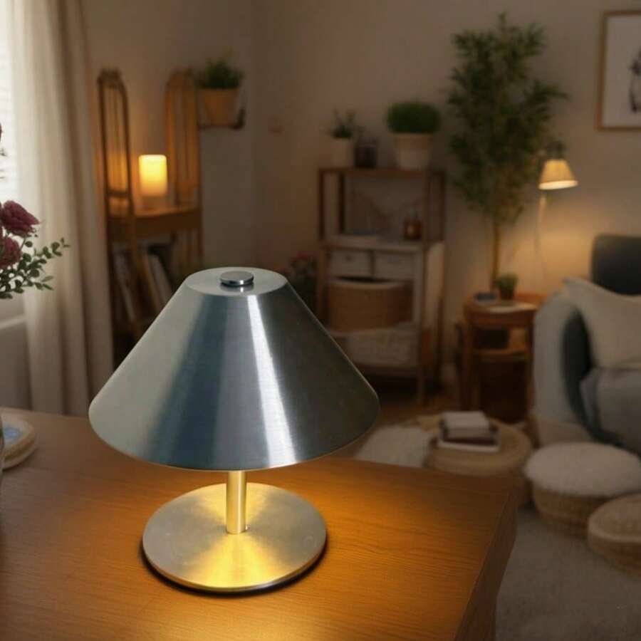 1 đèn cảm ứng Nordic, đèn cảm ứng đơn sắc không dây, đèn cảm ứng LED, đèn cảm ứng di động, đèn nhiệt độ màu có thể điều chỉnh, đèn có thể điều chỉnh độ sáng, đèn phòng ngủ có chụp đèn kim loại hình nón, đèn cảm ứng độc đáo, thích hợp để trang trí nhà cửa/văn phòng/phòng ăn/quà tặng sự kiện - đèn bàn - Xem 1