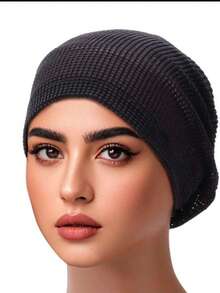 1件装时尚透气网眼黑色内衬帽 - 弹性好、轻便易携 | 时尚涤纶发帽、万圣节礼物、夏季、沙滩帽 - 彩色 - 查看 3