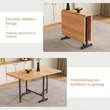 Elegant Modern Minimalist Esstisch In Nature – Ausziehbarer Esstisch 120 Cm X 80 Cm, Faltbar Und Gelagert Tisch, Moderner Minimalistischer Stil, High Legierungsstütze - Ameican White Oak - View 3