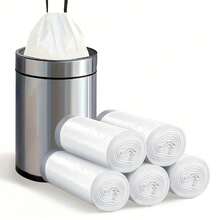 5 cuộn/75 túi đựng rác bằng nhựa nhỏ 4 gallon chịu lực, nhà bếp gia dụng di động, túi đựng rác có dây rút ở ký túc xá, đồ gia dụng, trợ thủ đắc lực cho ký túc xá, vật dụng thiết yếu cho mùa tựu trường, quà tặng cho mùa tựu trường - 4 tập, 75 mục - Xem 13
