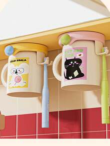 Thickened Rinse Cup, CuteToothbrush Cup, Anti-Drop Anti-Spill Toothbrush Cup, Cartoon Toothbrush Cup - Multicolor - View 2