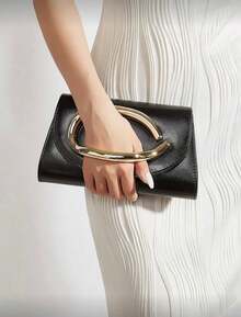 Women's Shoulder And Handbag With Chain Strap And Gold Details, Ideal For Parties, Weddings, And Events. - 黑色 - 查看 2