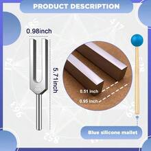 528 Hz Tuning Fork Healing, DNA Repair, Reliever Stress and Healing Musical Instrument, with Blue Silicone Hammer - inicial - Ver 5