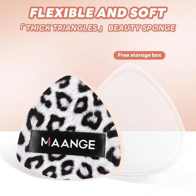 MAANGE 1 bông phấn tam giác kèm hộp đựng, dùng được cả khi ướt, mềm mại và thân thiện với da, dụng cụ trang điểm dễ mang theo khi đi du lịch, quà tặng, đồ dùng giá rẻ, vật dụng cần thiết khi đi du lịch.