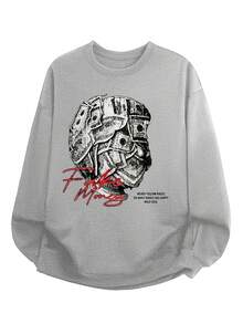 Men's Black Retro 80s/90s Technology Pattern Sweatshirt - Retro Computer And Tape Print, Crew Neck Pullover Sweater, Soft Polyester Casual Sweater, Suitable For 80s Nostalgia Fans, Machine Washable Retro Clothing - Màu Xám nhạt - Xem 2