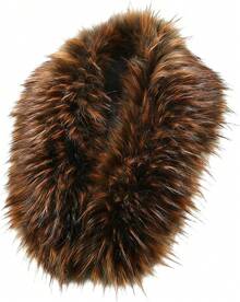 Wander Agio Faux Fur Collar Scarf Soft Winter Neck Wrap Warm Elegant Coats Shawl Imitation Leather Scarves - 深棕色 3 - 查看 6