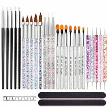 美甲画笔套装 丙烯酸法式眼线笔 UV凝胶指甲油绘画画笔 美甲点钻笔 美甲画笔全套 美甲设计套装 美甲工具 - 彩色 - 查看 1